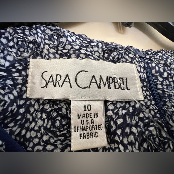 Sara Campbell Navy Blue & White Textured Dress - Picture 3 of 6